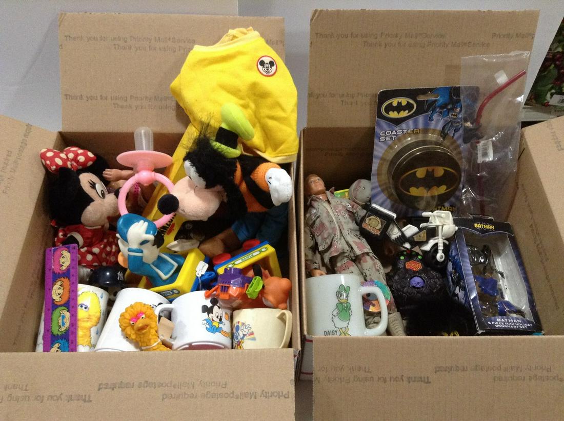Two Boxes of Vintage Toys - Batman, Disney and more: Two Boxes of Vintage Toys - Batman, Disney and more