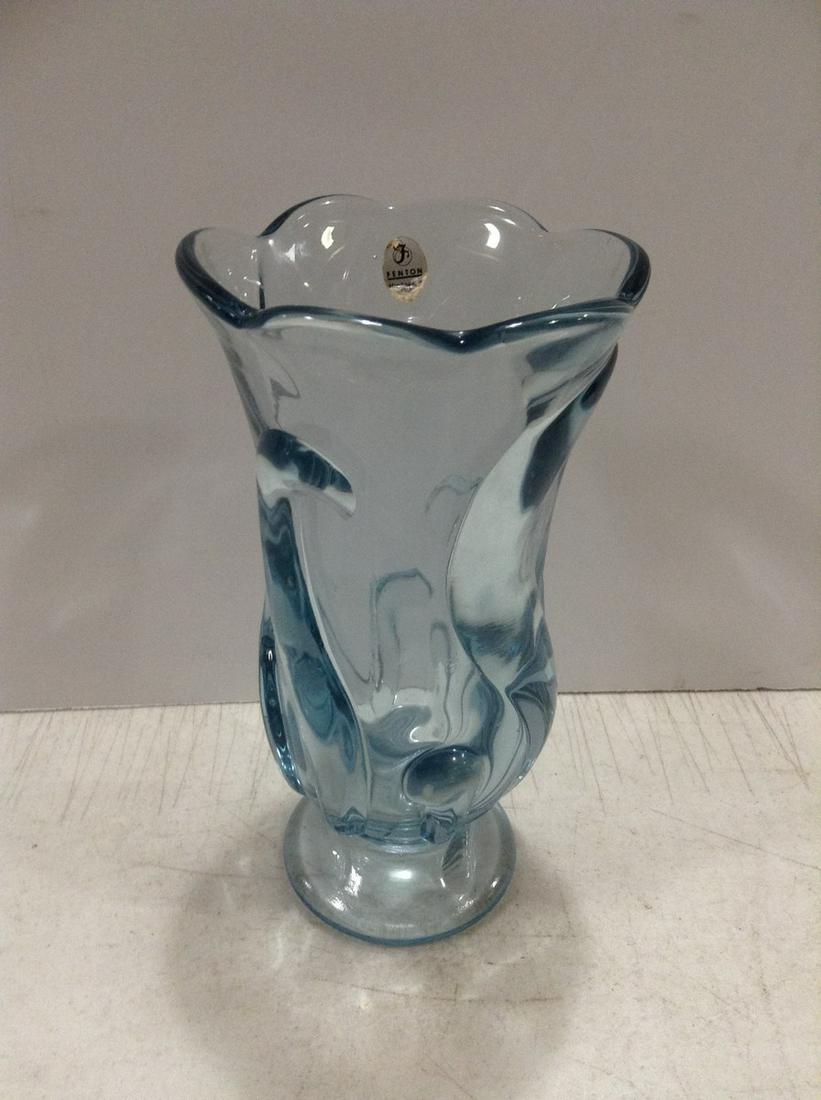 Signed Fenton Blue Vase 8.25" (1 of 1)