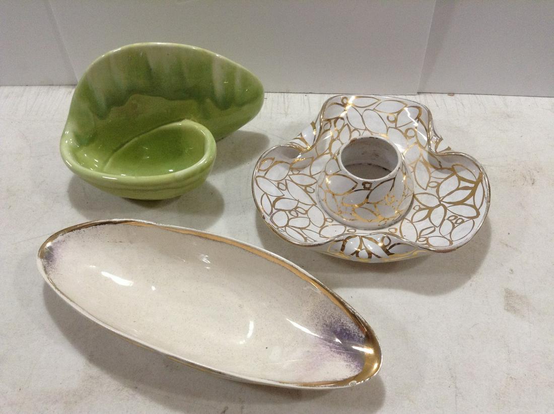 Vintage Calif. Gilt Abalone Oyster Dish 15", TV Lamp and 1970s Centerpiece Lamp untested (1 of 1)