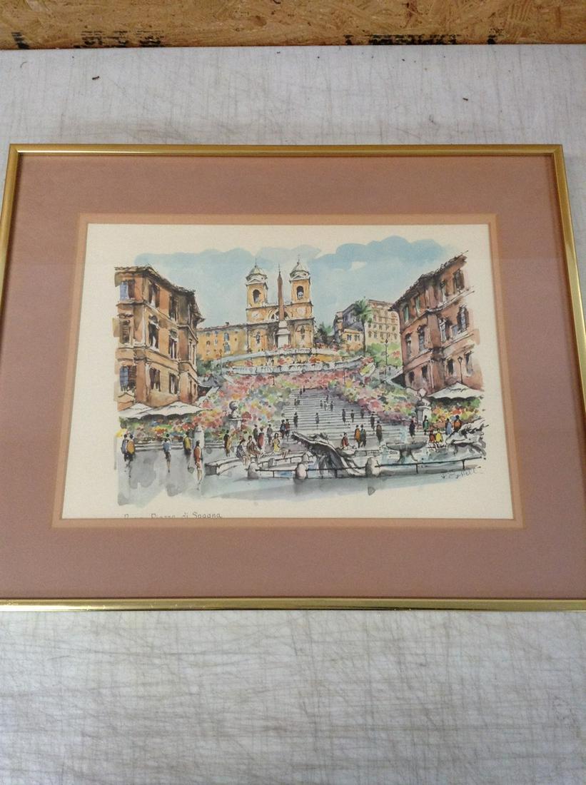 Framed Piazza Di Spagna Signed 18.25x14.5" (1 of 1)