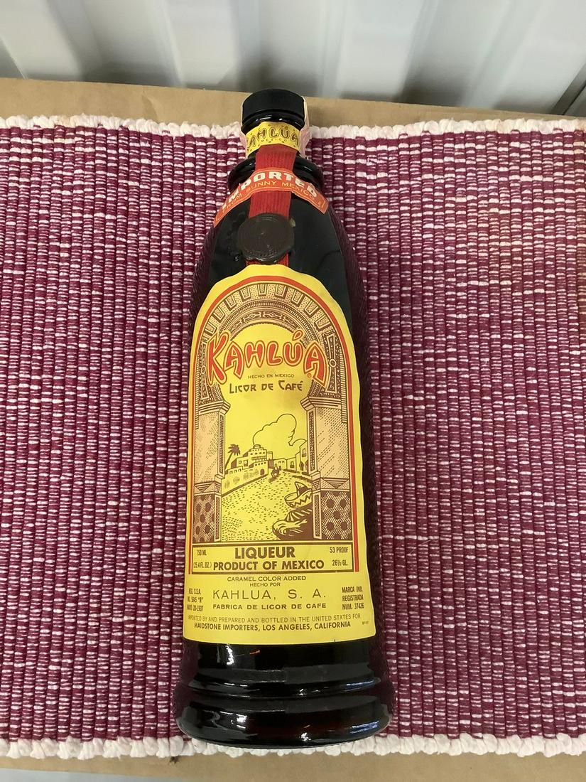 Kahlua Liqueur 750ml. Unopened: Any contents in bottle is Free; You are bidding on the bottle & unbroken tax stamp