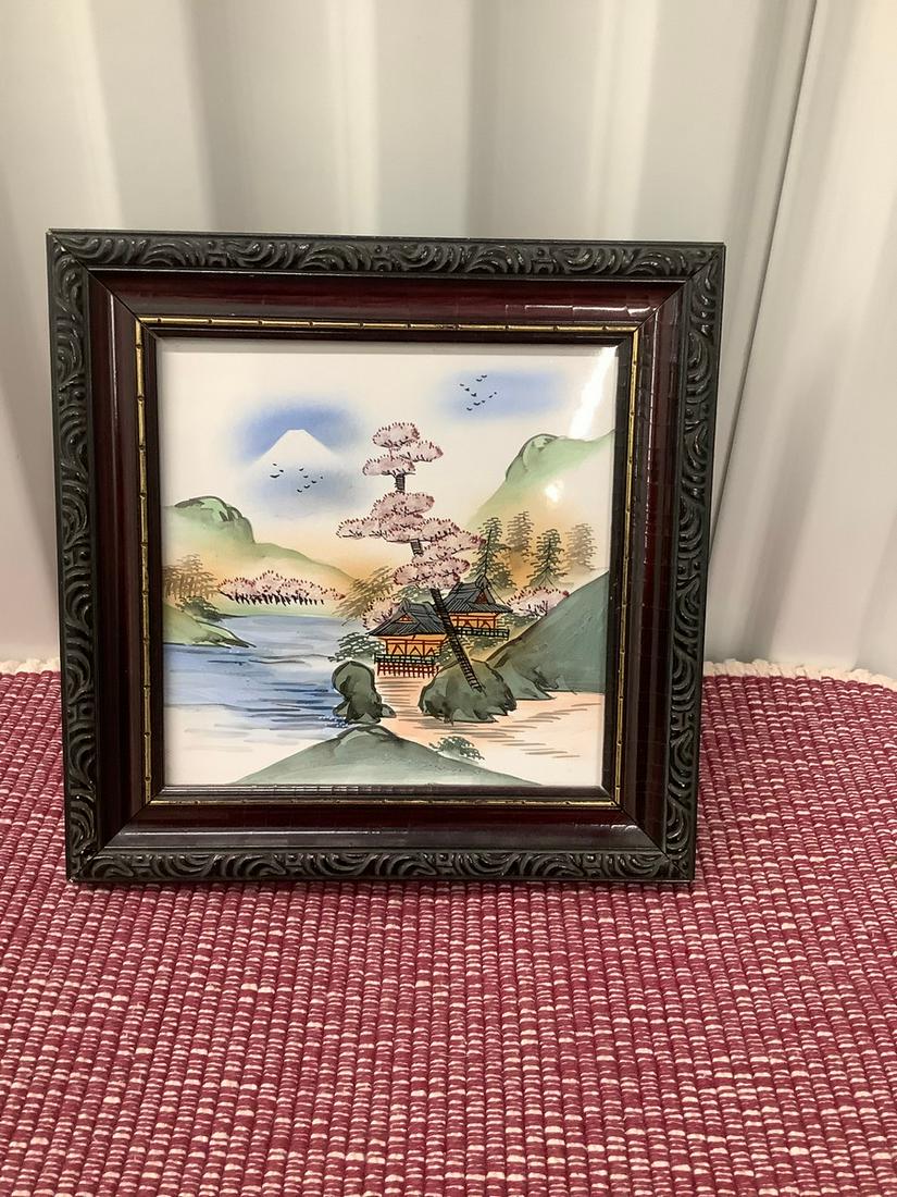 Framed Art Oriental Design on Clay 8X8 (1 of 1)
