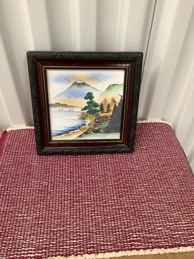 Framed Art Oriental Design on Clay 8X8 (1 of 1)