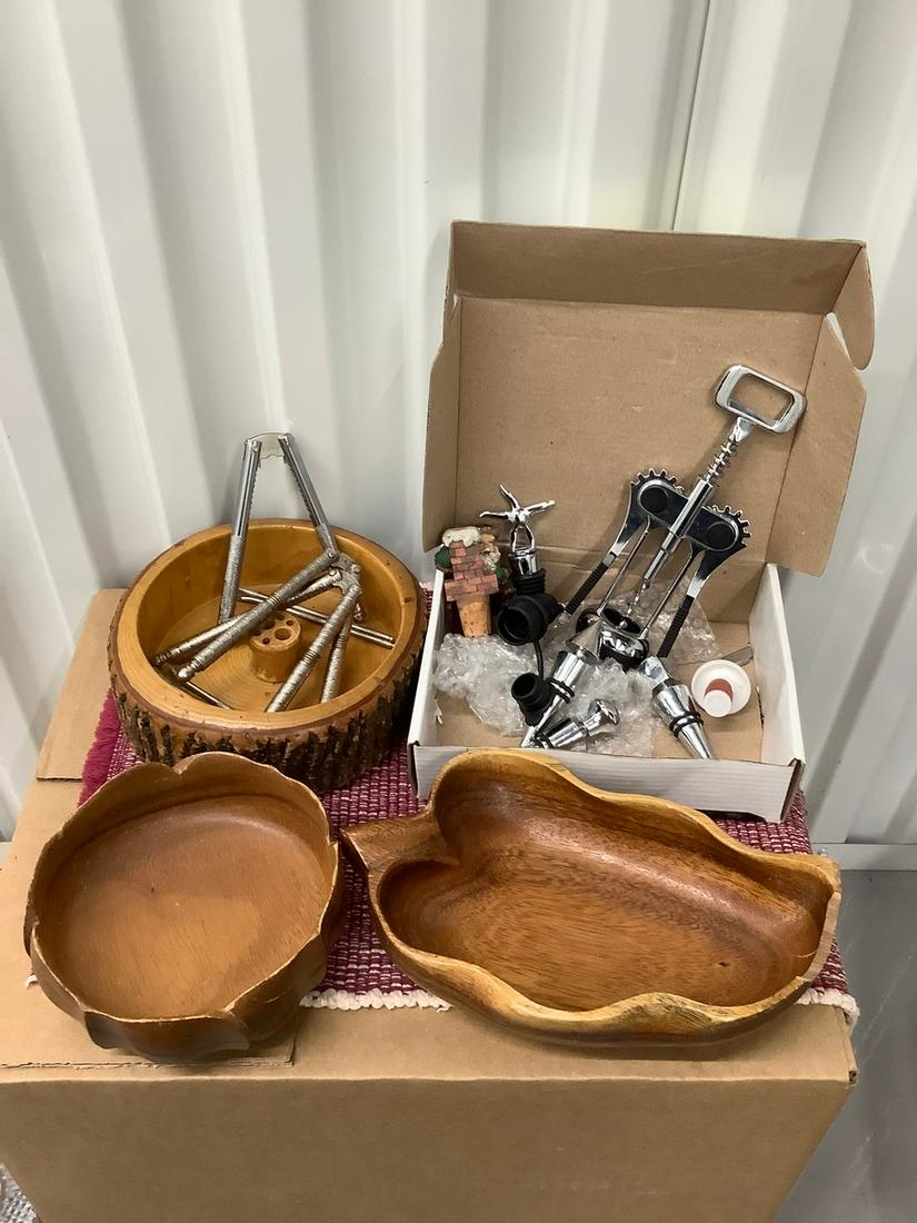 Vintage nut crackers and bowls and wine bottle opener and stoppers: Vintage nut crackers and bowls and wine bottle opener and stoppers