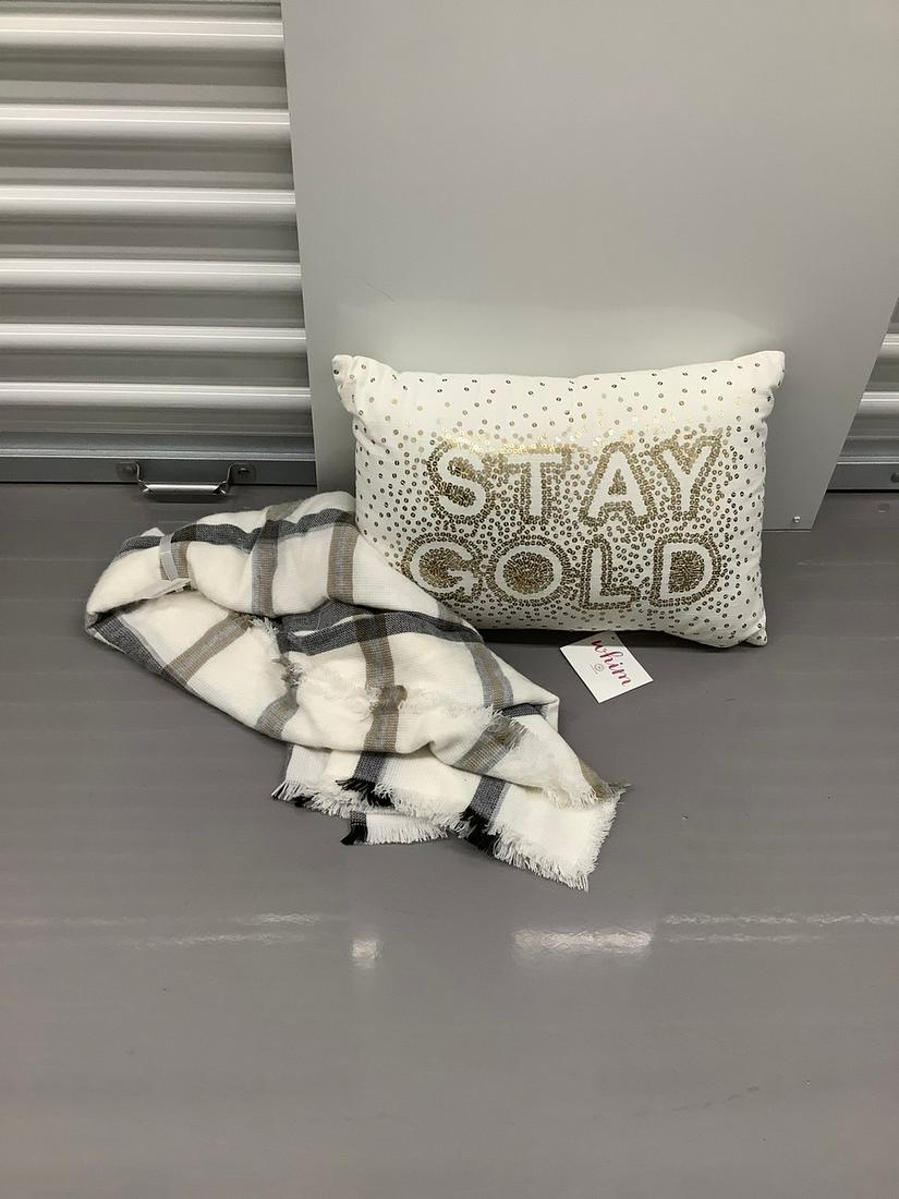 Stay Cold Throw pillow and scarf/drape: Stay Cold Throw pillow and scarf/drape