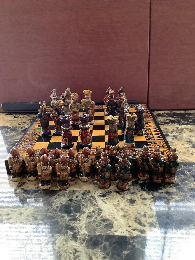Egyptian Style Chess Set  with Ceramic Playing Pieces (1 of 1)