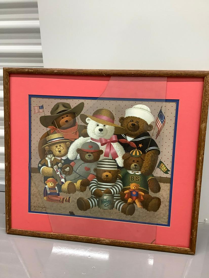 Framed Signed Charles Wysocki "The Gangs All Here" Picture 23x26 (Frame Broken) (1 of 1)