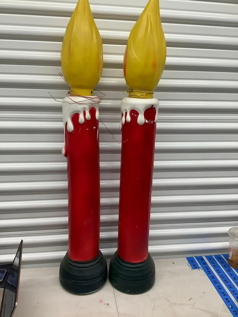 Pair of vintage blow mold christmas candles 42 inches tall: Pair of vintage blow mold christmas candles 42 inches tall