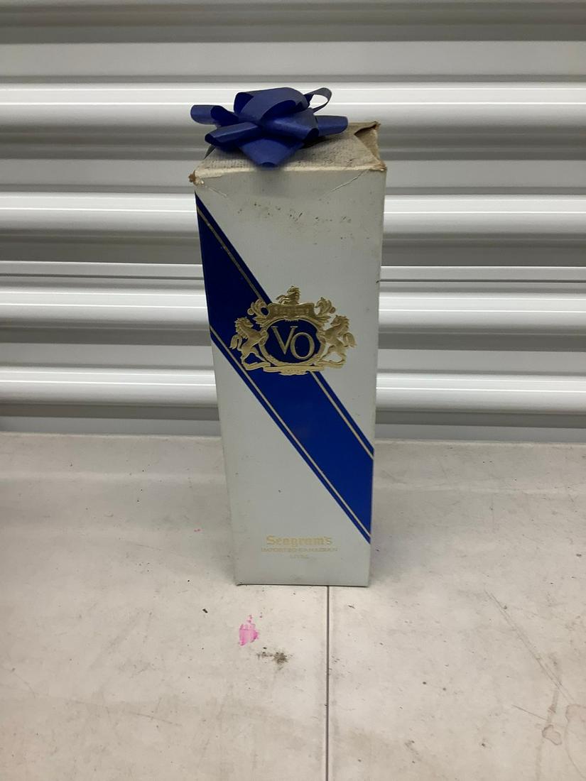 1 liter sealed box and bottle Seagrams VO: Any contents in bottle is Free; You are bidding on the bottle & unbroken tax stamp