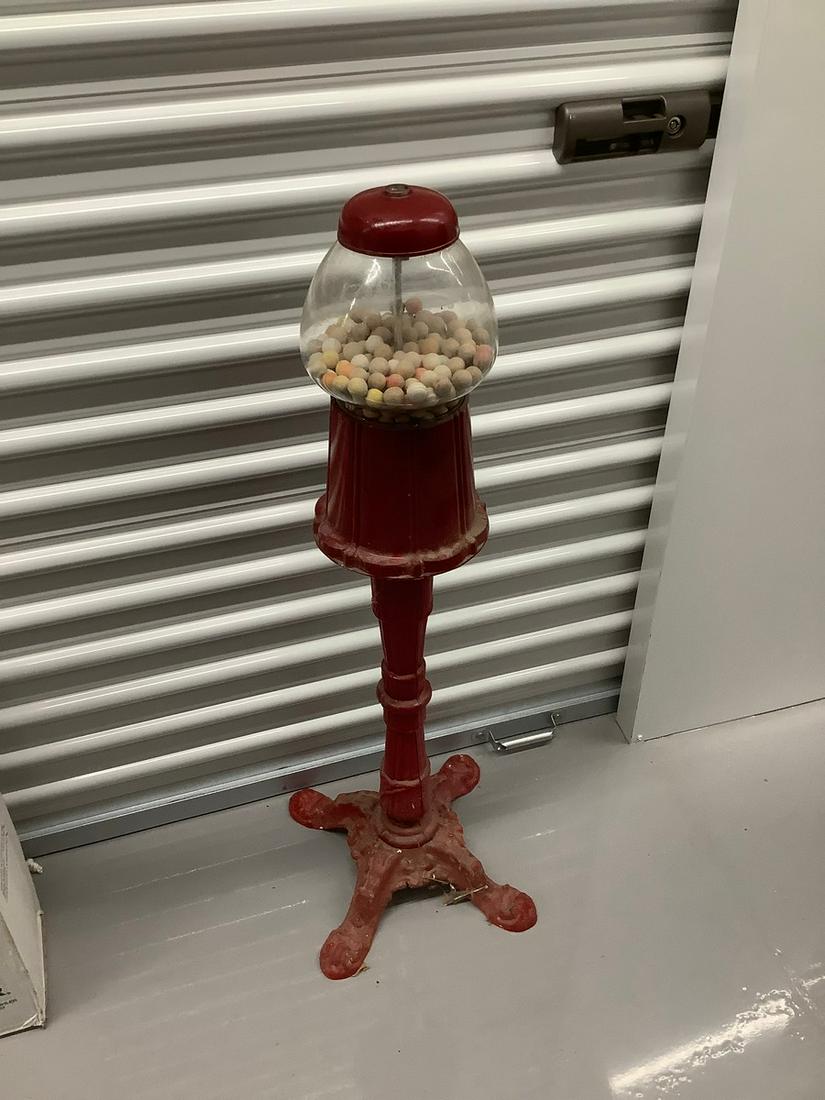 vintage cast iron gum ball standing machine 39 inches tall: vintage cast iron gum ball standing machine 39 inches tall