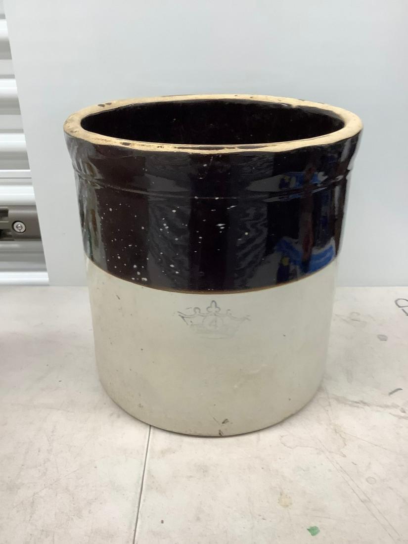 vintage ceramic crock 4 gallon blue crown 12 inch tall: vintage ceramic crock 4 gallon blue crown 12 inch tall