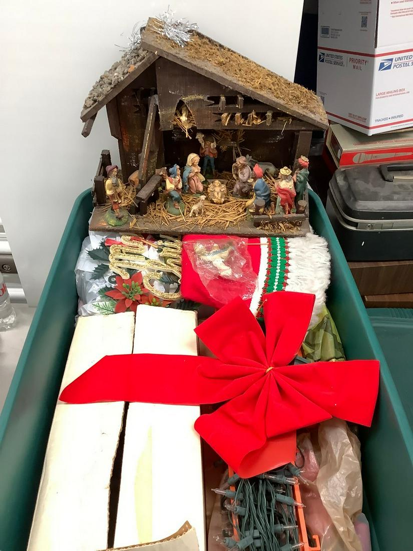 Large lot of vintage christmas decorations and Manger scene: Large lot of vintage christmas decorations and Manger scene