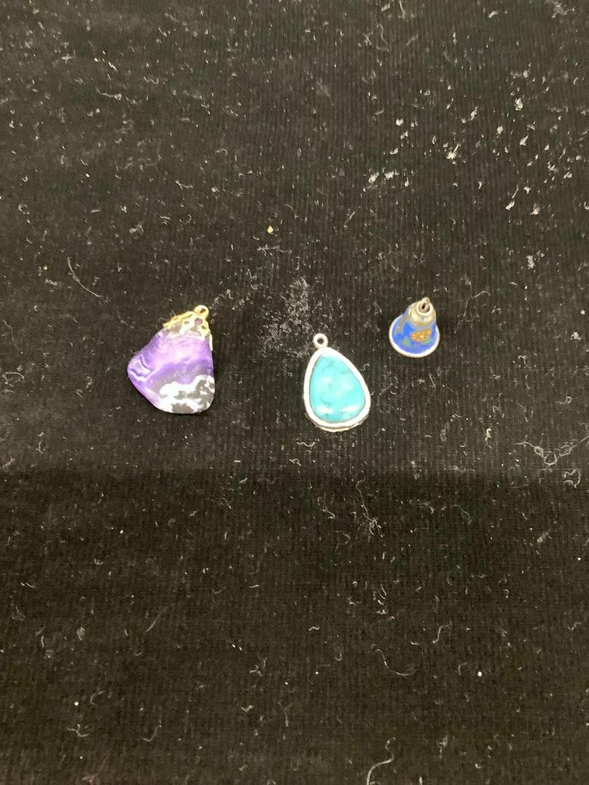Sterling Semi Precious Stone and Thimble Pendants: Sterling Semi Precious Stone and Thimble Pendants