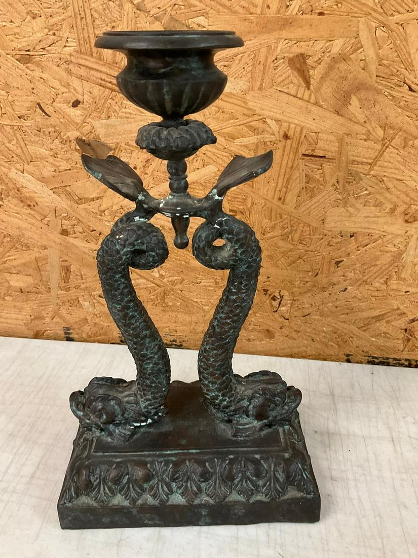 Maitland Smith Koi Bronze Candle Holder 12.5 in. (1 of 1)