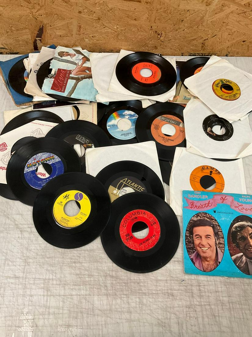 Lot of 45's Including Olivia Newton John , Bob Dylan, Diana Ross and More (1 of 1)