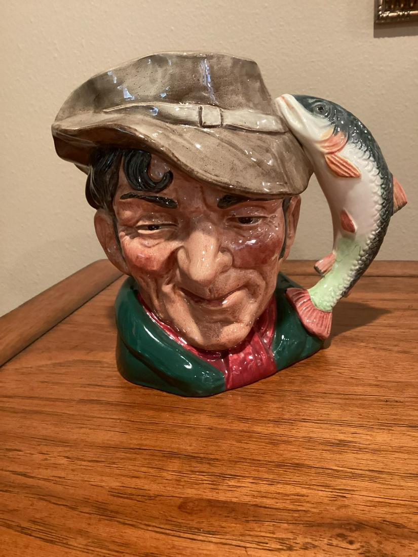 Royal Doulton "The Poacher" Mug with Fish Handle 6" tall 8.5" Wide: Royal Doulton "The Poacher" Mug with Fish Handle 6" tall 8.5" Wide