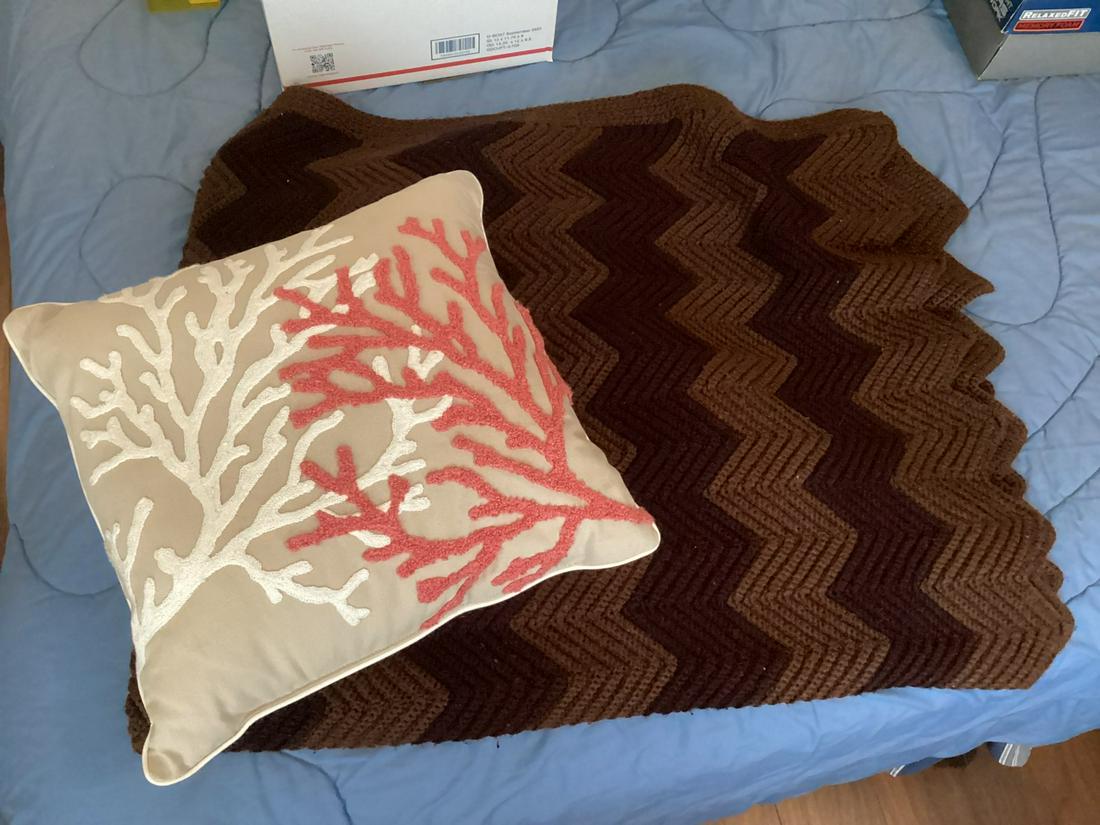 Vintage Afghan & Modern Throw Pillow (1 of 1)