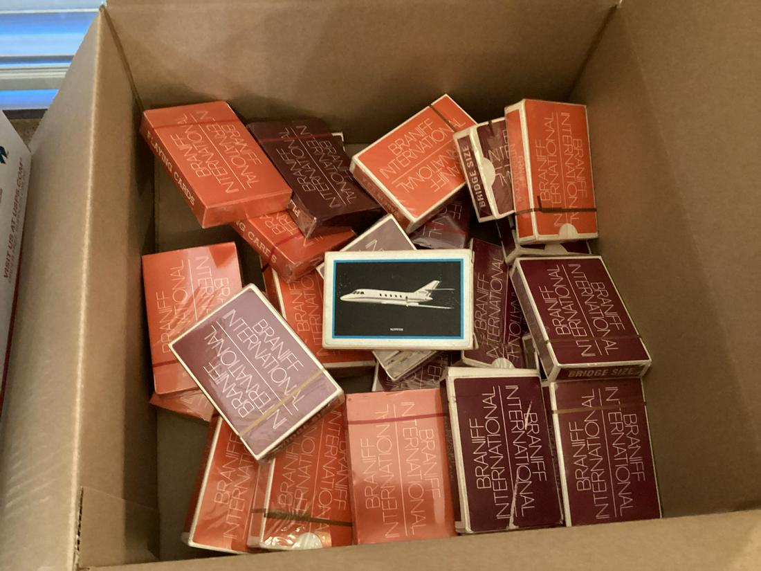 Box full of Vintage Braniff International Airlines Playing Cards (1 of 1)