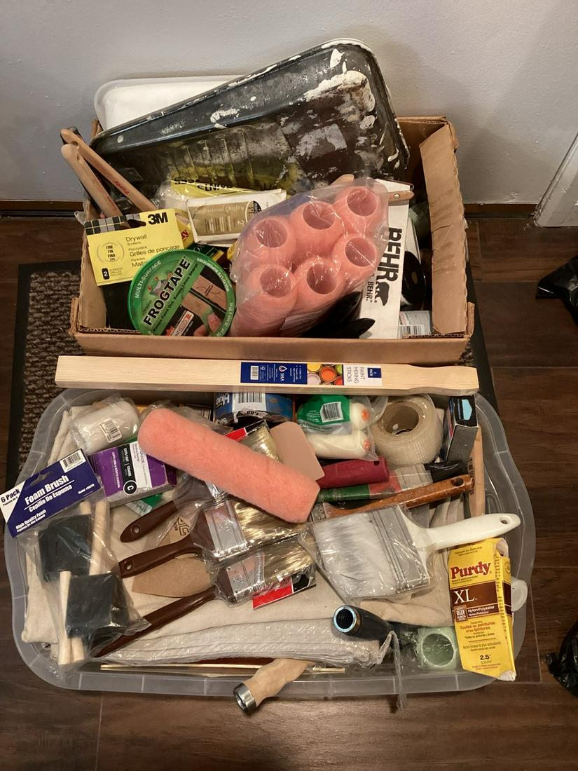 Two Boxes of Painting Supplies - many NIP: Two Boxes of Painting Supplies - many NIP