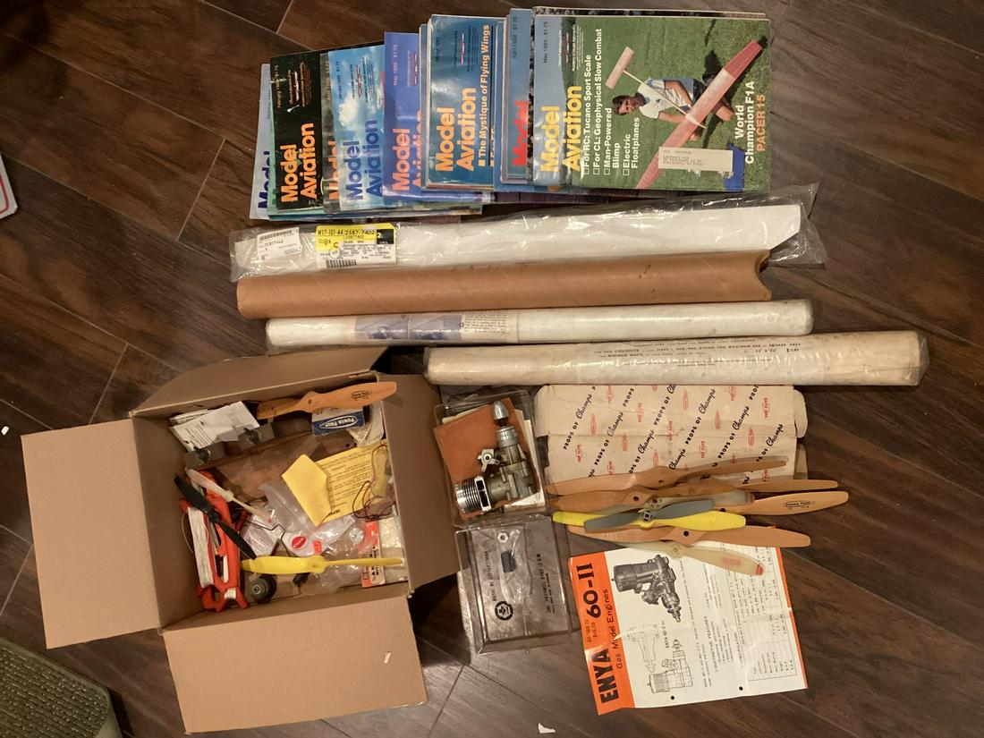 Large lot of Model Airplane Parts - Handcrafted In Japan Enya Gas Model Engine and more (1 of 1)