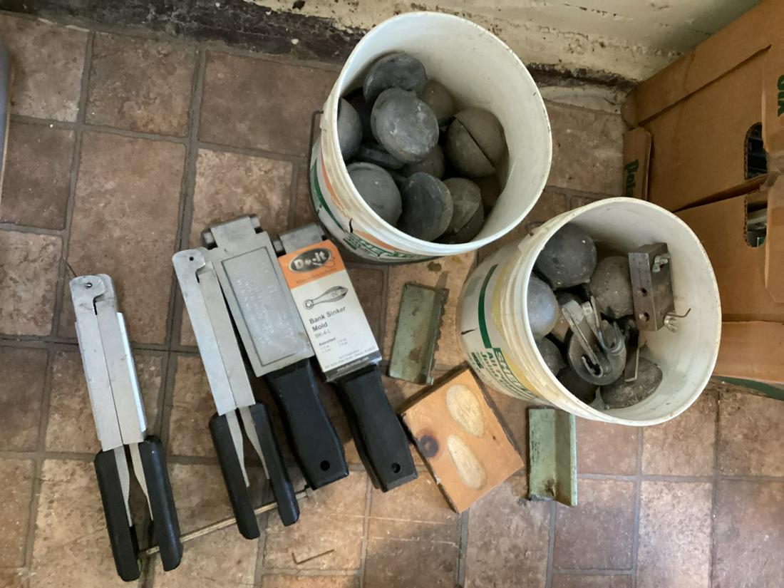 Sinker Molds and large lot of Lead: Sinker Molds and large lot of Lead