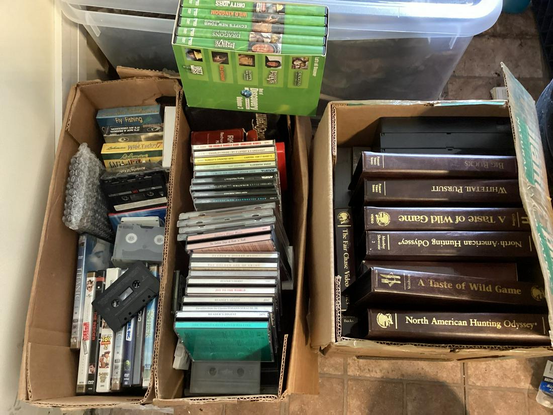 Two Boxes full of CDs, Cassettes, VHS & more (1 of 1)