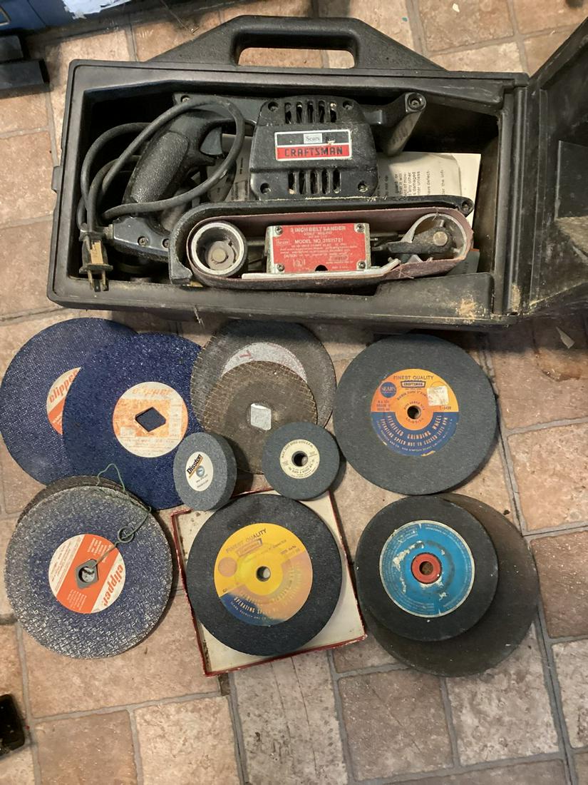 Craftsman 3" Belt Sander and large lot of Grinding Wheels and more (1 of 1)