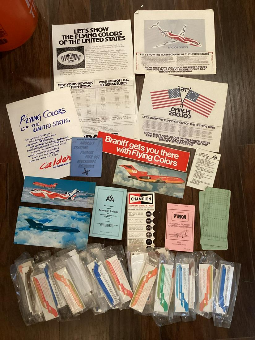 Large lot of Airline ephemera including Large amount of NIP Braniff International Airplane Models: Large lot of Airline ephemera including Large amount of NIP Braniff International Airplane Models