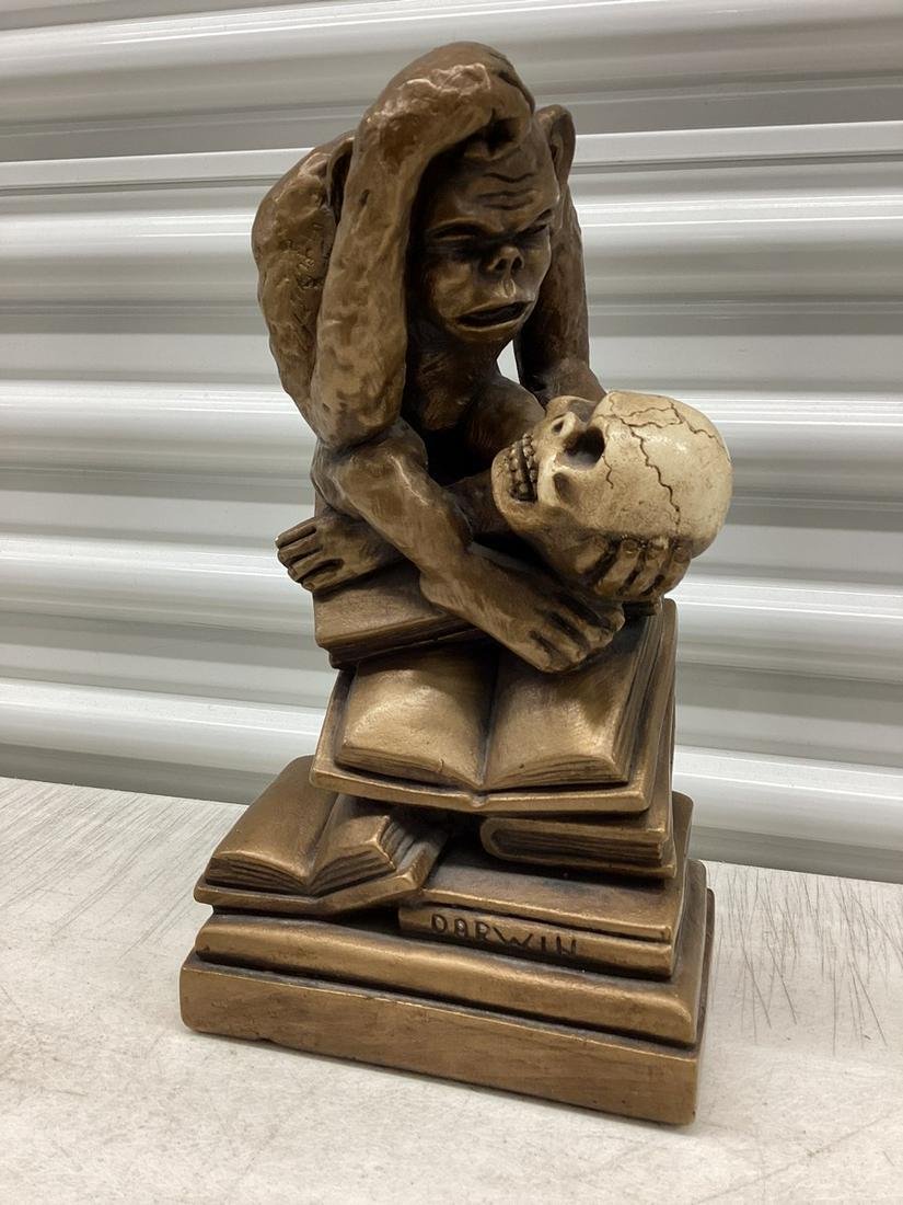 Signed Marwal Monkey & Skull Darwin Statue 12" (1 of 1)