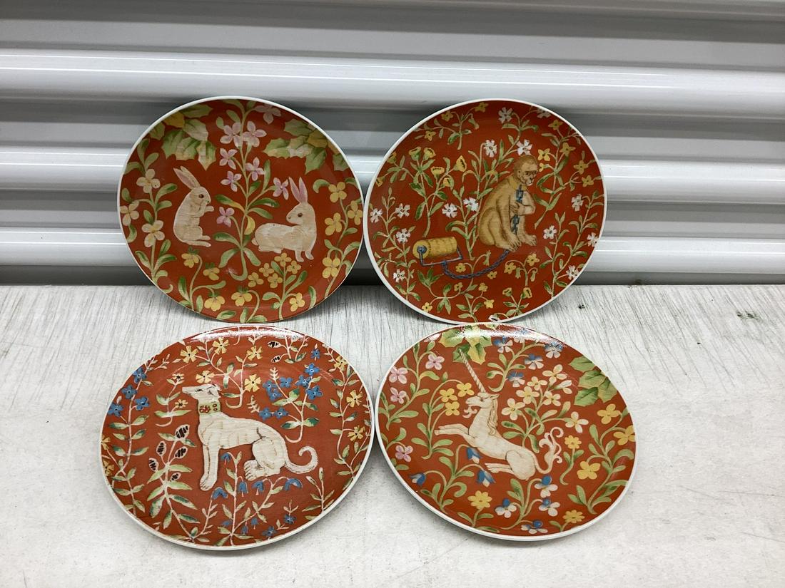 Vintage Flemish Tapestry The Hunt of the Unicorn Detail Plates 7.75" (1 of 1)