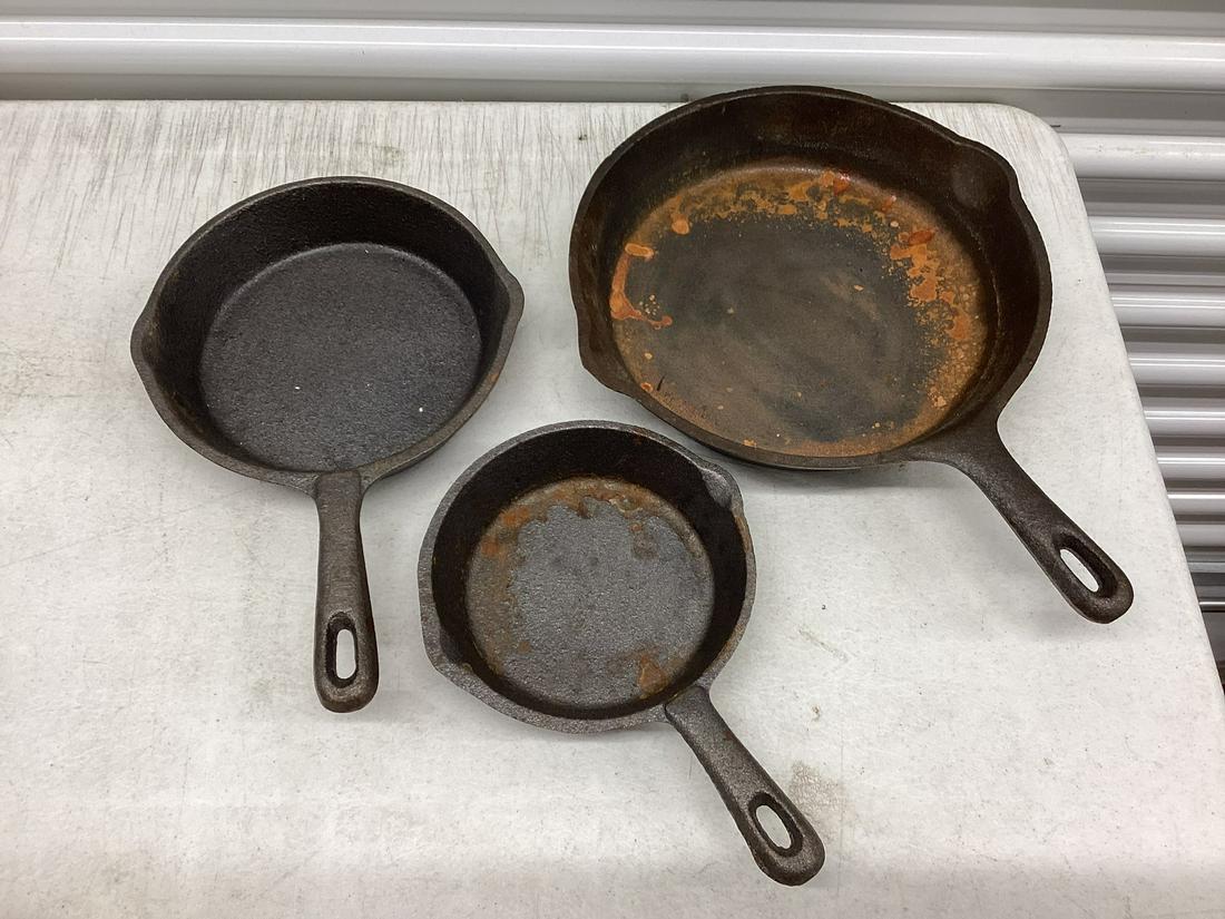 Three Cast Iron Pans largest 14" long (1 of 1)