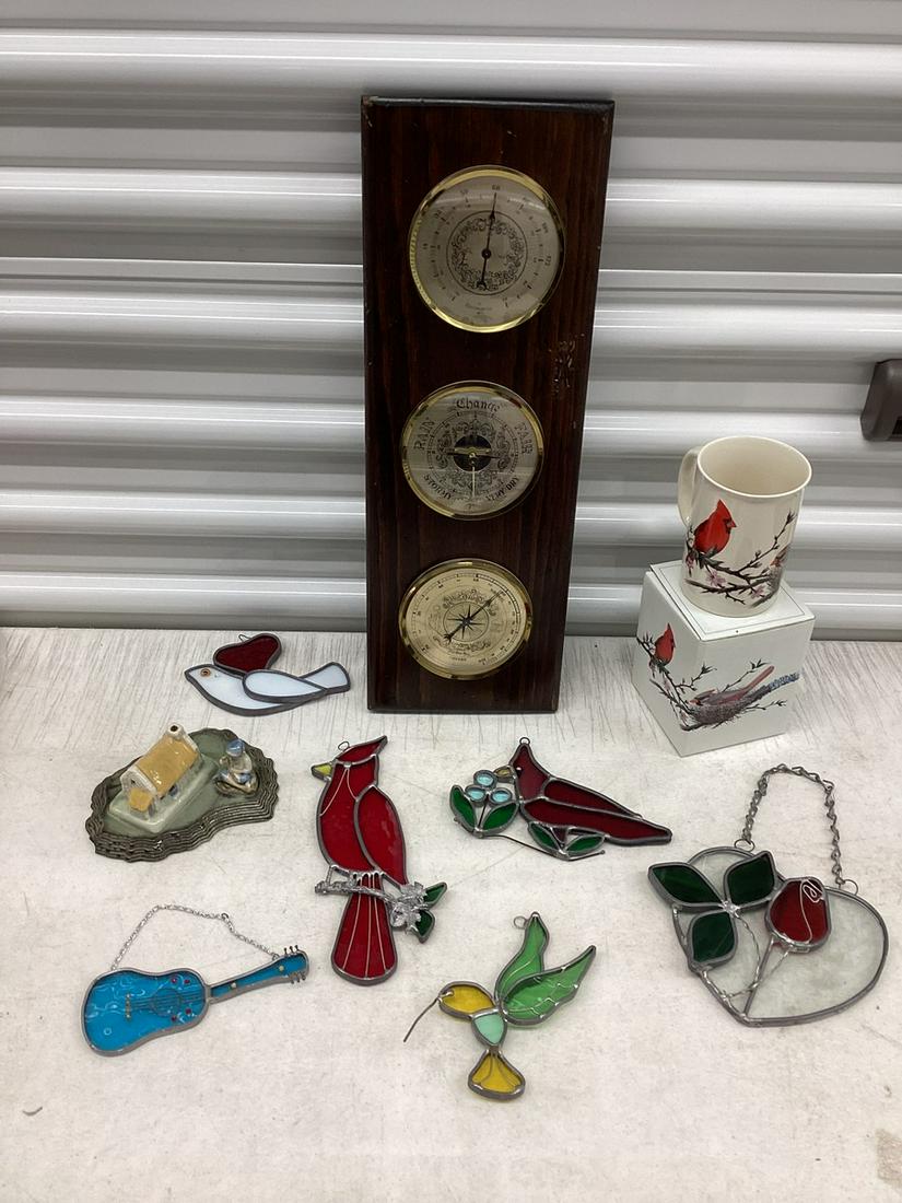 Cardinal & Other Stained Glass Suncatchers, Otagiri Cardinal Mug NIB, Shamrock Pottery Elf & More (1 of 1)