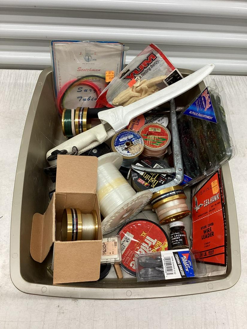 Tub of Fishing tackle - Penn Spools, Line and more (1 of 1)