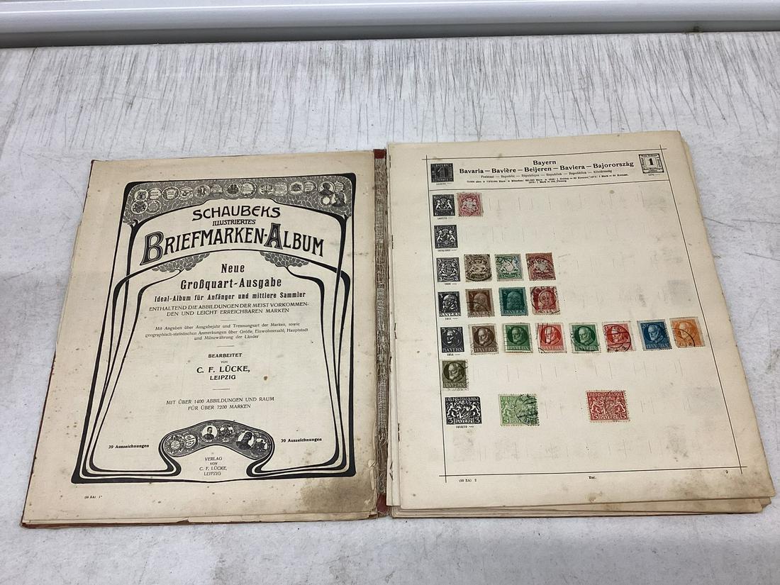 Schaubek German Stamp Album full of Late 1800s & Early 1900s Stamps (1 of 1)