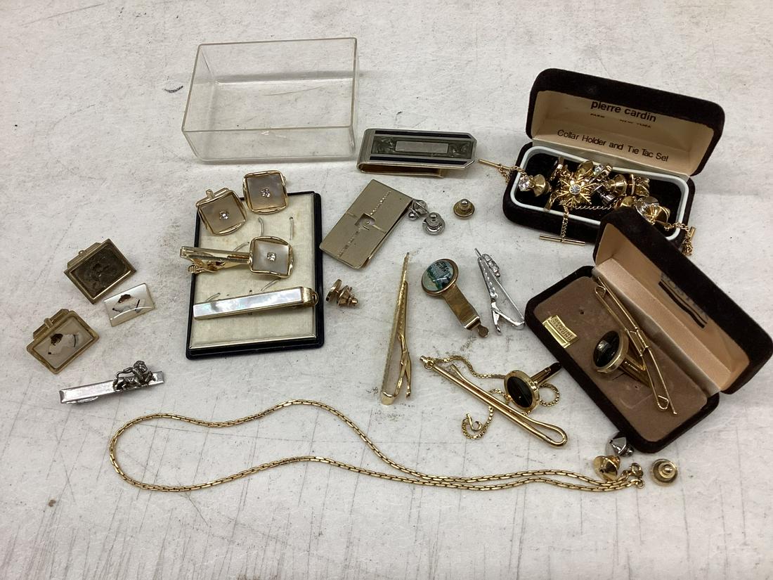 14Kt Gold Filled Necklace and unsearched lot of tie clips, cufflinks andmore (1 of 1)