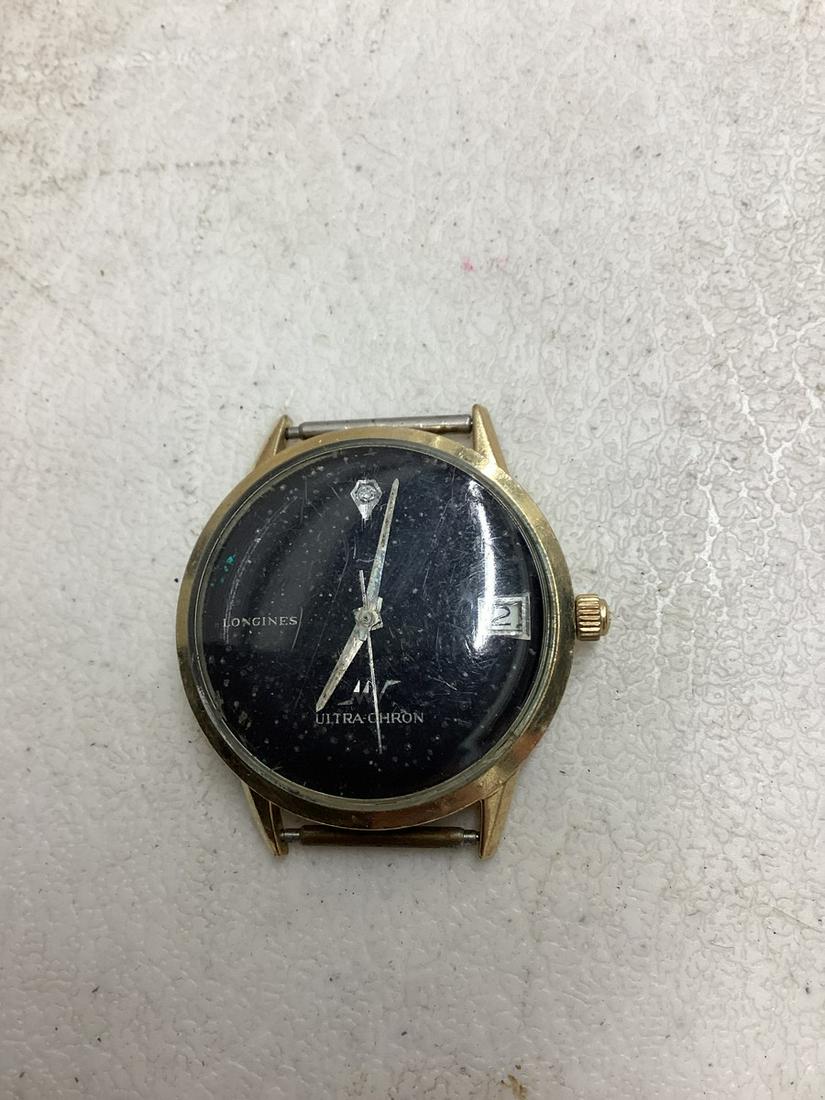 Longines Ultra Chron 10Kt Gold Filled Diamond Accent Speckled Watch Face working: Longines Ultra Chron 10Kt Gold Filled Diamond Accent Speckled Watch Face working