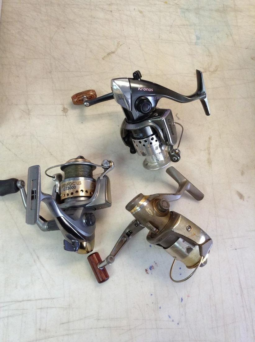 Lot of 3 fishing reels Spinfocus GT3000, Bass Pro Shops and Grauvell (1 of 1)