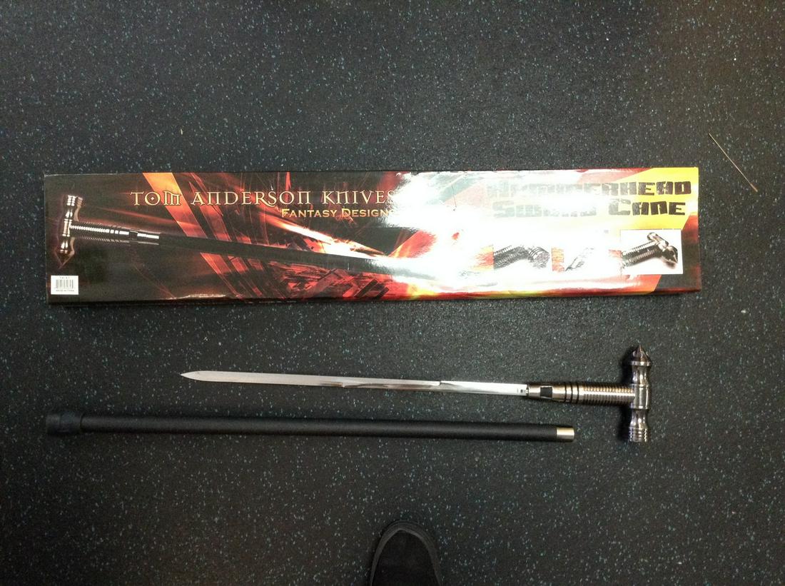Tom Anderson Fantasy Knives Hammerhead Sword Cane 36" (1 of 1)