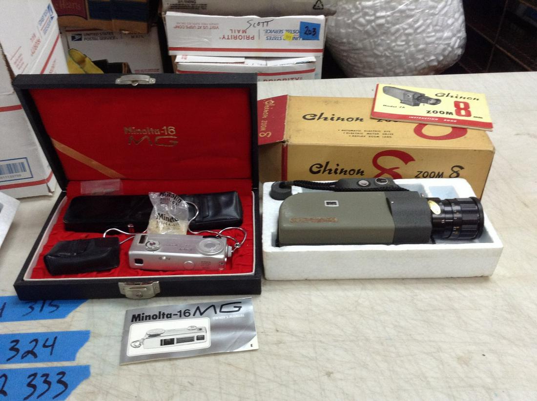 Chinon Zoom 8mm Model 7A and Minolta-16 MG Cameras (1 of 1)