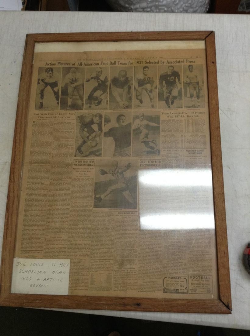 Joe Louis vs max Schmeling Drawings and Article Reverse (1 of 1)