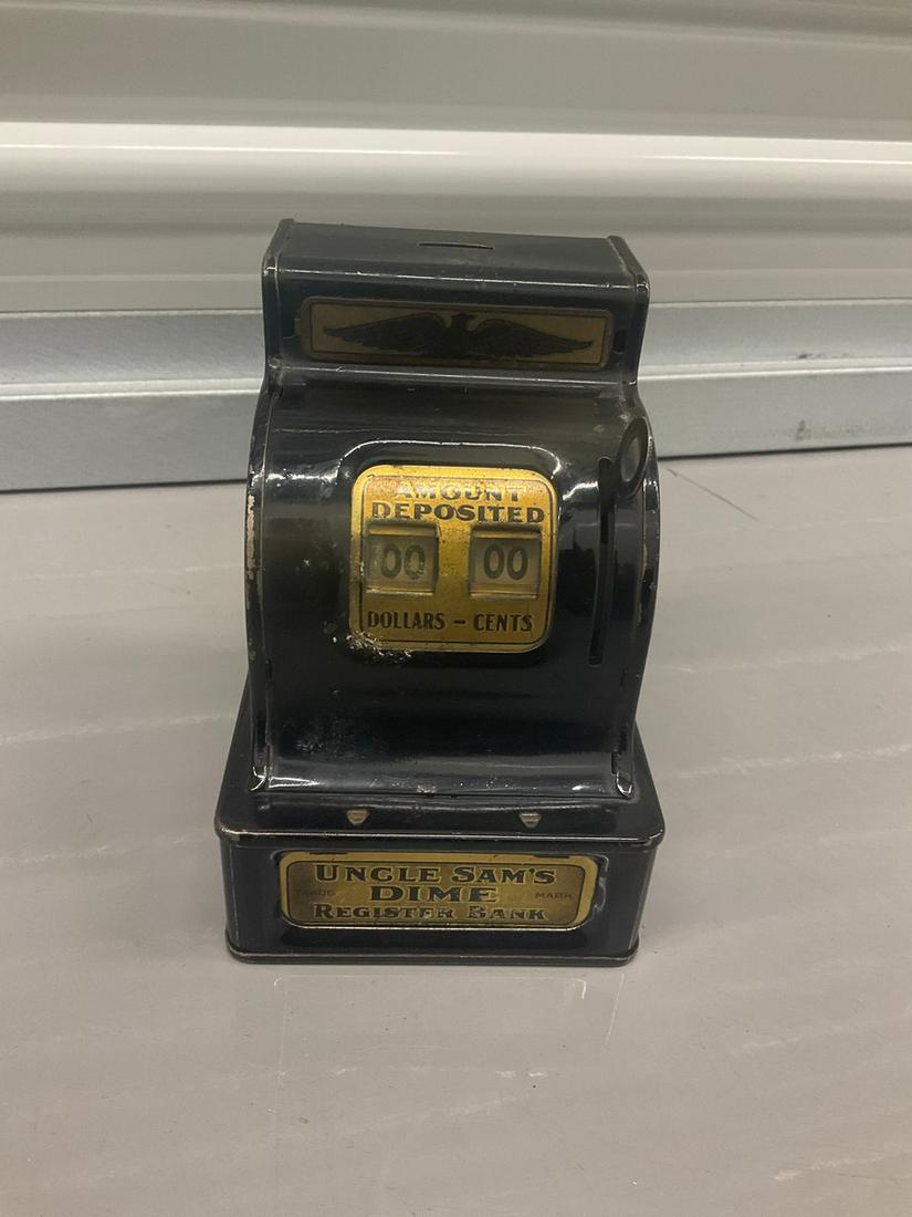 Vintage The Durable Toy & Novelty Co. Uncle Sam's Dime Register Bank Made in USA 5.5 in. (1 of 1)