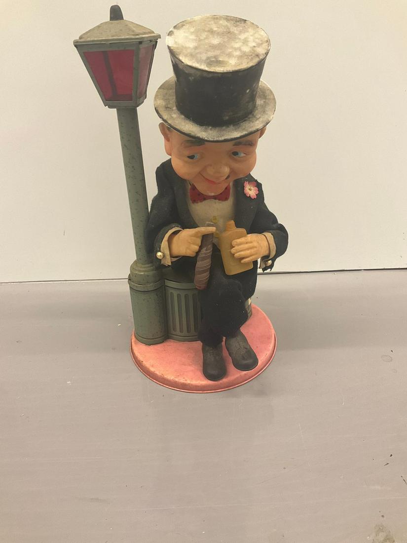 Vintage Tin Talking and Light up Man Smoking Cigar and Drinking  Toy 11 in. (1 of 1)
