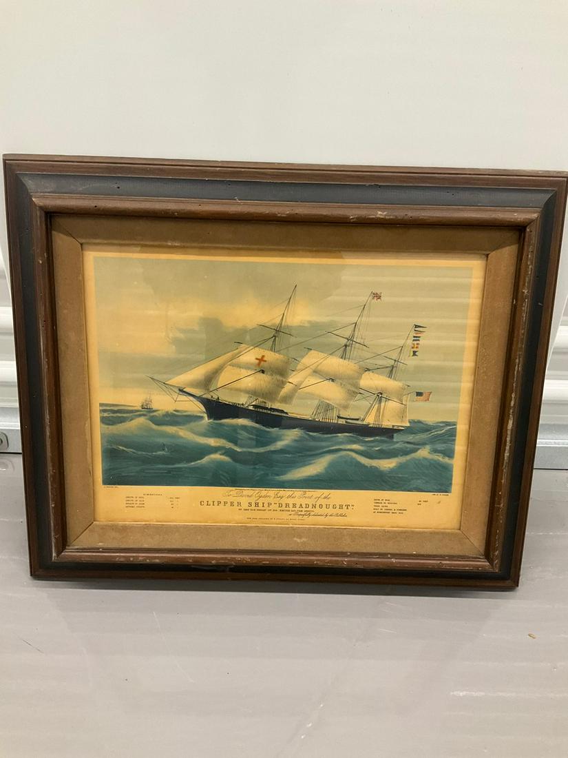 Vintage framed clipper ship print (17.5"x21.5") (1 of 1)