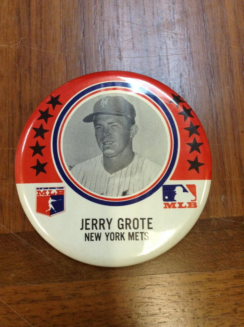 New york mets original 3 1/2" 1969 Jerry Grote pinback pin (1 of 1)