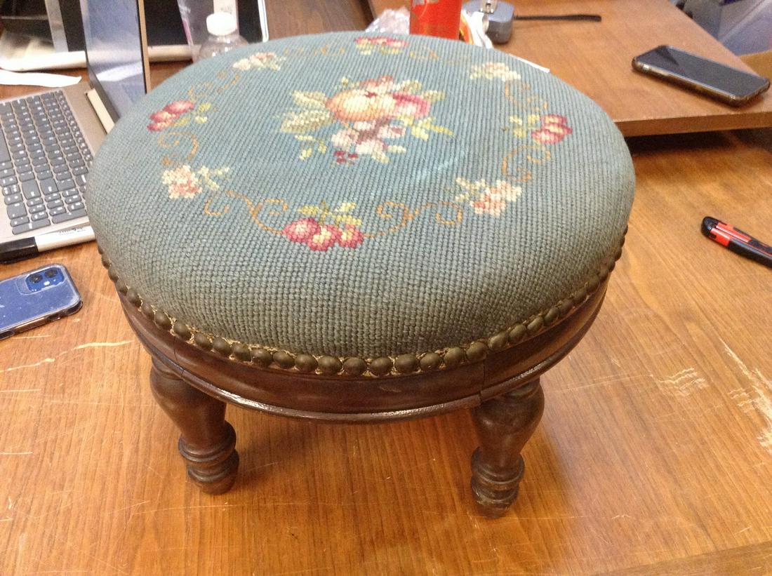 Antique needlepoint step stool (1 of 1)