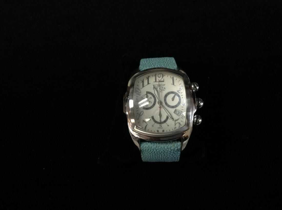 Invicta soild stainless steel Swiss Chronograph wristwatch with date genuine "Stringray" band, (1 of 2)