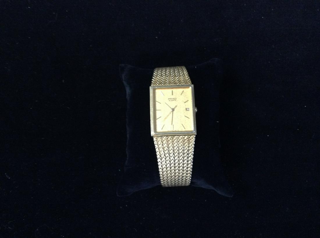 Seiko Quartz Goldtone wristwatch with mesh band, Japan, Recently Serviced: Seiko Quartz Goldtone wristwatch with mesh band, Japan, Recently Serviced