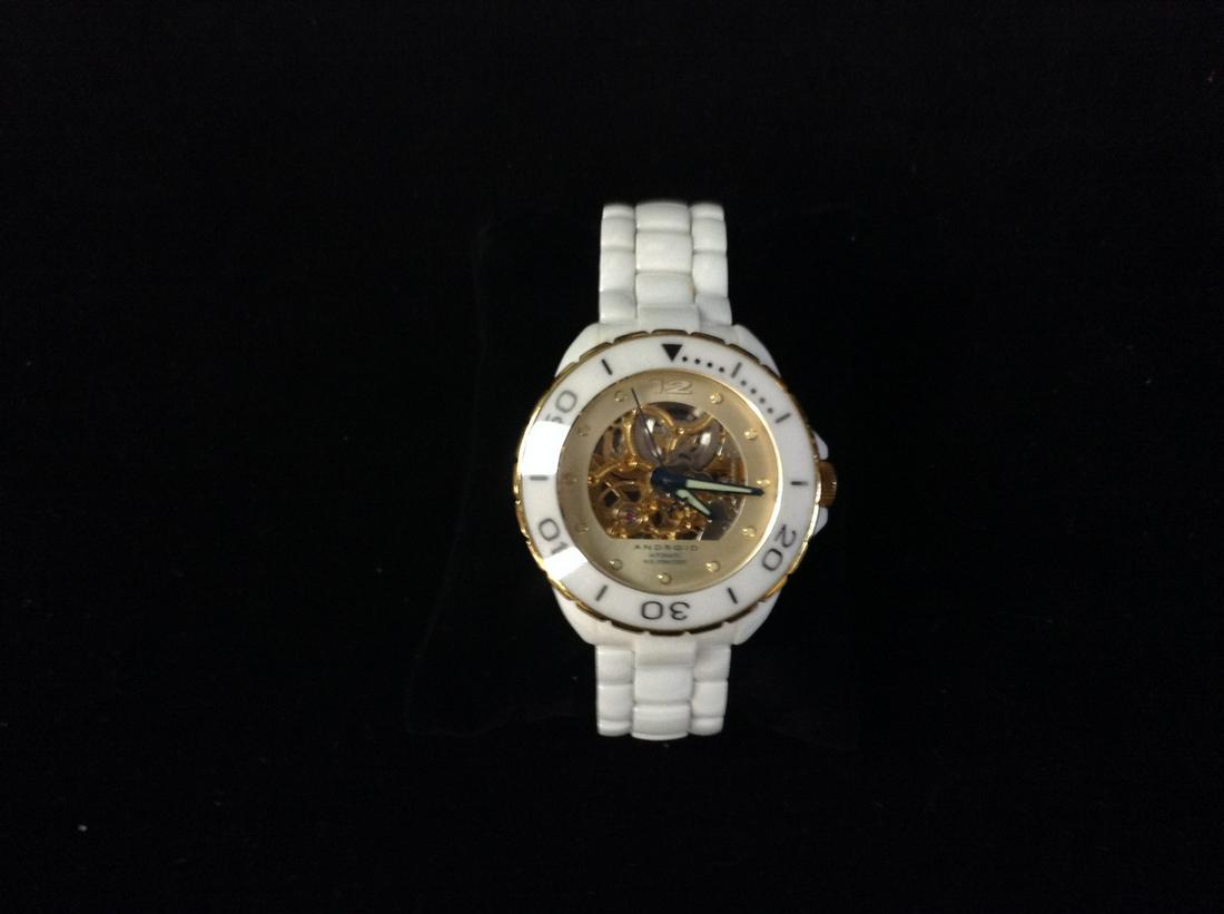 Andriod 20 Jewels "Automatic" wristwatch with skeleton movment, ceramic case and band sapphire (1 of 2)