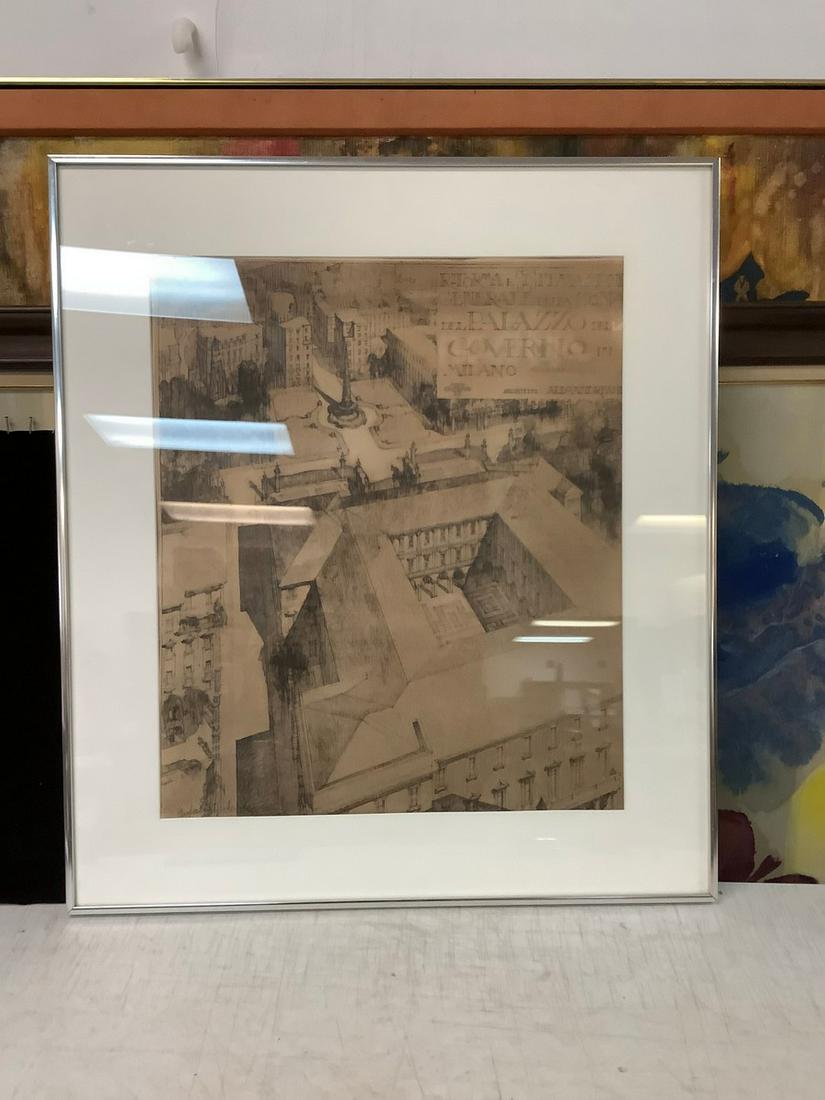 Aldo Andreani "Government Palace" Pencil on Paper: 21 x 24.5