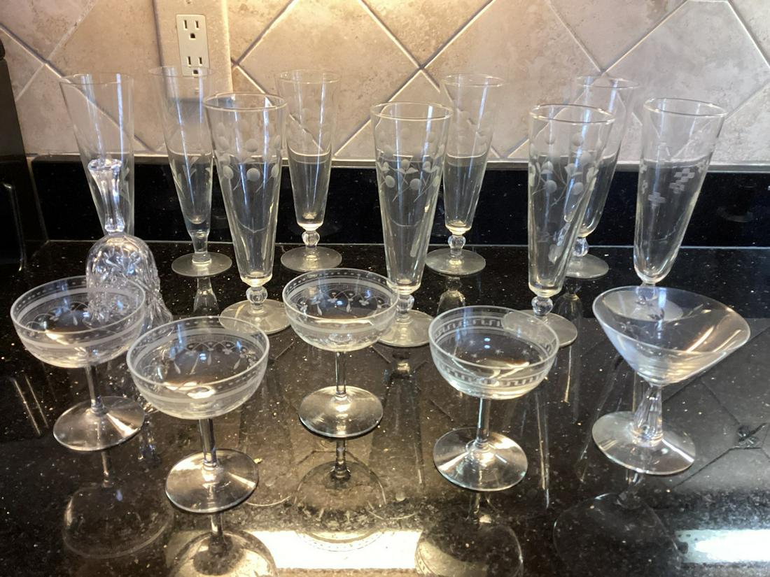 Large lot of Various Etched Crystal Stemware (1 of 1)